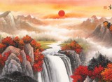 【已售】吴东 六尺《秋山旭日》 著名易经风水画家