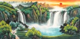 【已售】吴东 四尺《流水生财》 著名易经风水画家