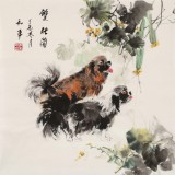 【已售】尹和平 四尺斗方《双旺图》 当代乡土童趣绘画名家