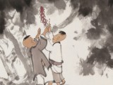 【已售】韩恩胜 四尺三开《祝寿图》中美协会员 水墨漫画名家
