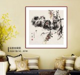 【已售】尹和平 四尺斗方《旺旺》 当代乡土童趣绘画名家