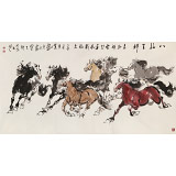 【已售】王向阳 六尺《八骏呈祥》 河南美协会员