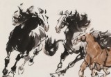 【已售】王向阳 六尺《八骏呈祥》 河南美协会员