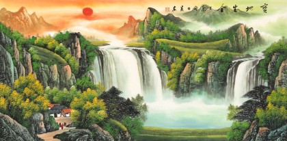 【已售】吴东 四尺《宝地生金》 著名易经风水画家