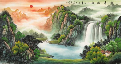已售吴东六尺源远流长著名易经风水画家