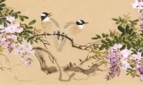 【已售】皇甫小喜 四尺对开《花蔓宜阳春》 河南著名花鸟画家