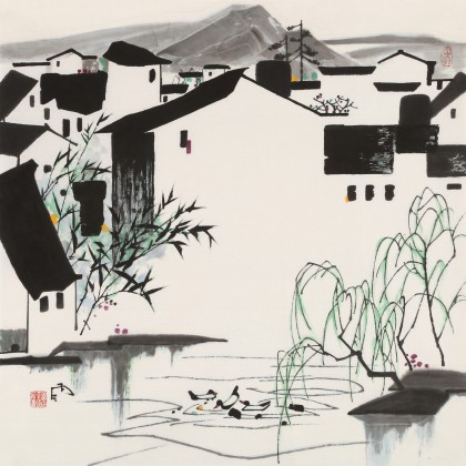 【已售】苗雨 四尺斗方《水乡春意》 辽宁工美教授 师从吴冠中