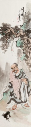 【已售】曹建涛 四尺对开《问禅》 独具特色水墨人物画家
