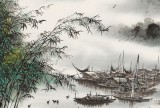 【已售】张慧仁 四尺斗方《烟雨江南》 广西山水画家协会常务理事