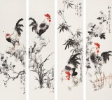 皇甫小喜 四条屏《吉祥四君子》 河南著名花鸟画家