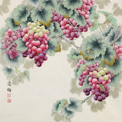 【已售】赵逸梅 四尺斗方《紫玉飘香》 著名工笔画家