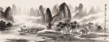 【已售】张慧仁 小六尺《烟雨漓江 千峰竞秀》 广西山水画家协会常务理事
