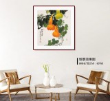 【已售】黄艺三尺斗方招财辟邪葫芦画《福禄满堂》