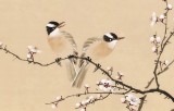 【已售】皇甫小喜 四尺斗方《白梅双雀图》 河南著名花鸟画家