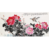 曲逸之 四尺《国色天香》  河南省著名花鸟画家