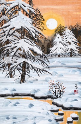【已售】何一鸣 四尺《北国冬韵》 冰雪画派画家 师从于志学