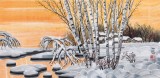 何一鸣 四尺三开《霞光映雪》 冰雪画派画家 师从于志学