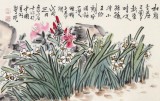 曲逸之 六尺对开《春思》 河南省著名花鸟画家