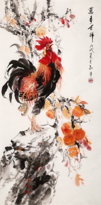 【已售】尹和平 四尺《万事吉祥》 当代乡土童趣绘画名家