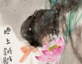 曹建涛 《读书荷塘上》独具特色水墨人物画家