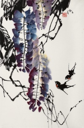 【已售】苗雨 四尺三开《紫气东来》 辽宁工美教授 师从吴冠中