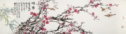 【已售】曲逸之 六尺对开《暗香》 河南省著名花鸟画家