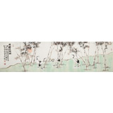 【已售】曲逸之 六尺对开《长寿平安图》 河南省著名花鸟画家