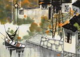 【已售】苗雨 四尺斗方《水乡之秋》 辽宁工美教授 师从吴冠中