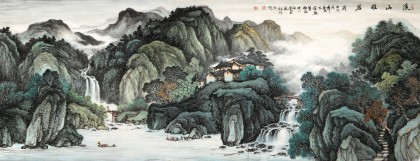 【已售】蒋元发 小六尺《溪山雅居》 广西著名山水画家