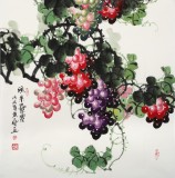 【已售】黄艺四尺斗方葡萄画《硕果累累》
