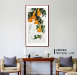 【已售】黄艺三尺招财辟邪葫芦画《五福临门》