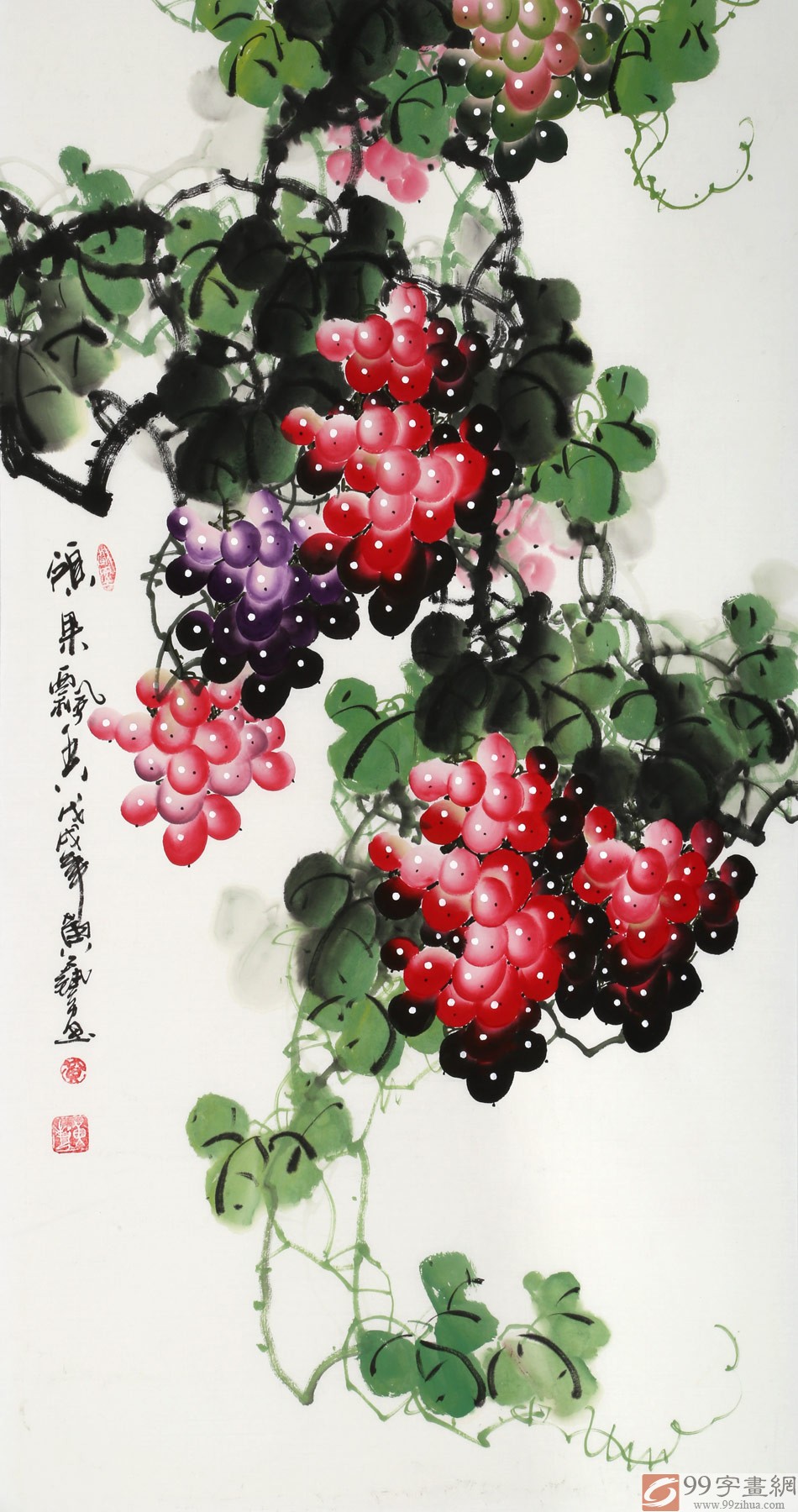 三尺葡萄画《硕果图》 - 葡萄画 - 99字画网