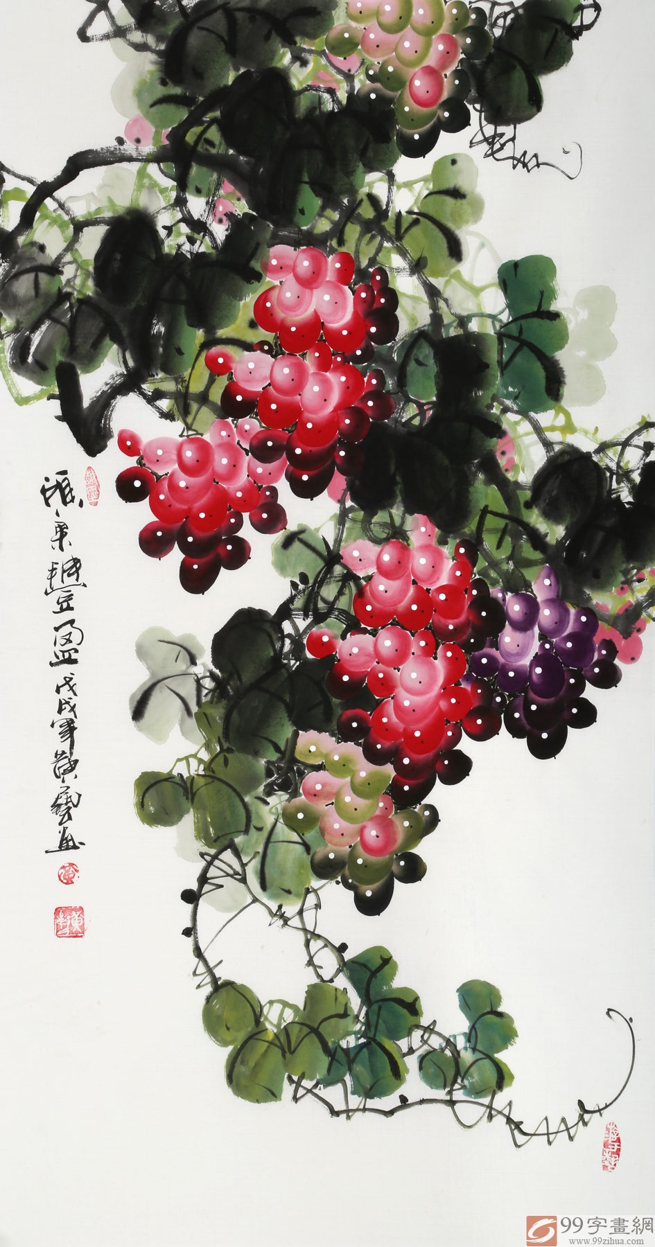 三尺葡萄画《硕果图》 - 葡萄画 - 99字画网