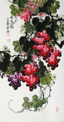 三尺葡萄画《硕果图》 - 葡萄画 - 99字画网