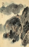 何实 四尺三开《溪山人家》 吉林著名山水画家