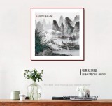 【已售】张慧仁 四尺斗方《清江帆影》 广西山水画家协会常务理事