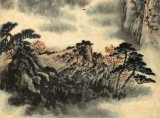 何实 四尺三开《秋山烟云图》 吉林著名山水画家