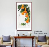 【已售】黄艺三尺招财辟邪葫芦画《五福临门》