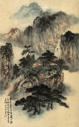 【已售】何实 四尺三开《雨过石生色》 吉林著名山水画家