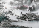 【已售】张慧仁 四尺斗方《清江帆影》 广西山水画家协会常务理事
