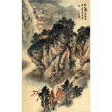 何实 四尺三开《百丈飞泉》 吉林著名山水画家