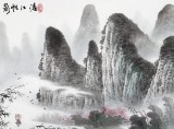 【已售】张慧仁 四尺斗方《清江帆影》 广西山水画家协会常务理事
