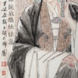 梁健 画戏《一支花凝晨露》 当代百杰画家 代表作花旦题材