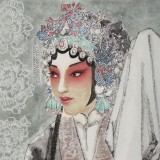 梁健 画戏《国色天香》 当代百杰画家 中美协会员 代表作花旦题材