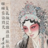 梁健 画戏《一支花凝晨露》 当代百杰画家 代表作花旦题材