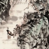 【已售】庾超然 四尺三开《野水闲舟》 黄鹤楼书画院院长