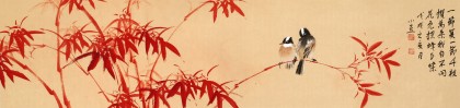 【已售】皇甫小喜 四尺对开《一节复一节》 河南著名花鸟画家