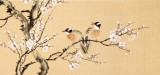 【已售】皇甫小喜 四尺对开《寒梅双雀图》 河南著名花鸟画家