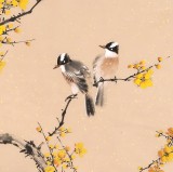 【已售】皇甫小喜 四尺斗方《与梅并作十分春》 河南著名花鸟画家