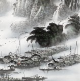 【已售】张慧仁 四尺斗方《清江迷雾》 广西山水画家协会常务理事